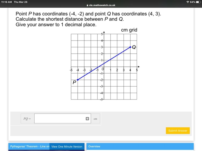 Calculate the shortest Distance between P and Q-example-1