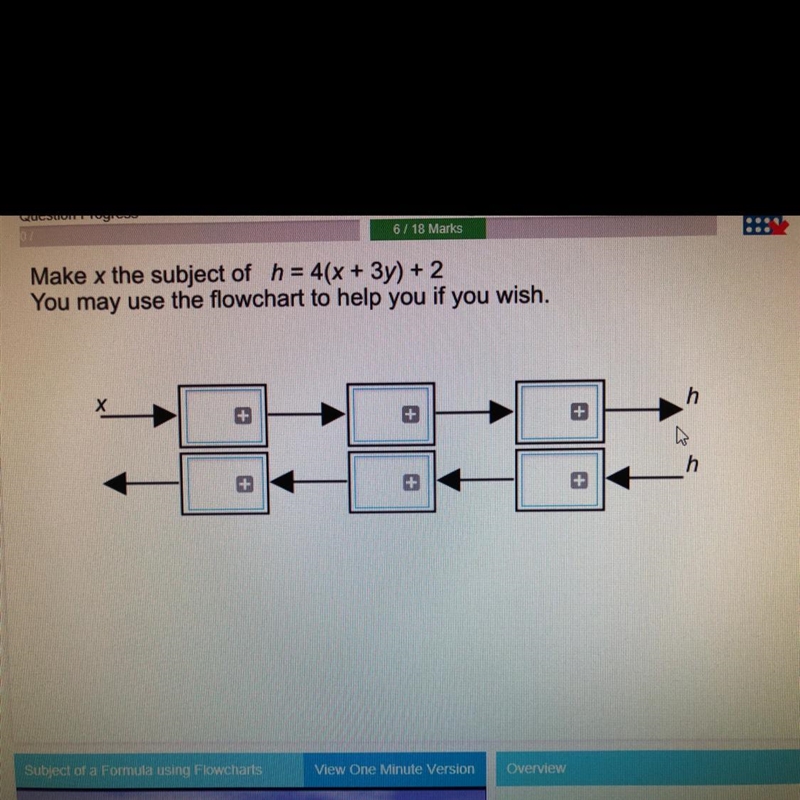 Make x the subject of h = 4(x + 3y) + 2-example-1