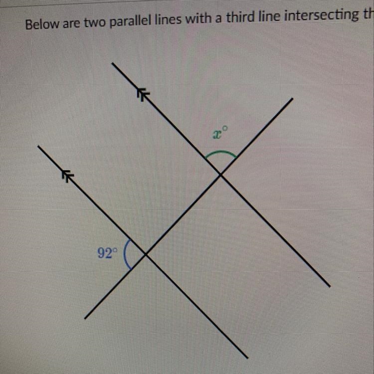 Below are two parallel lines with a third line intersecting them.-example-1