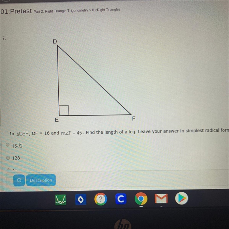 In triangle DEF, DF =16 and m-example-1