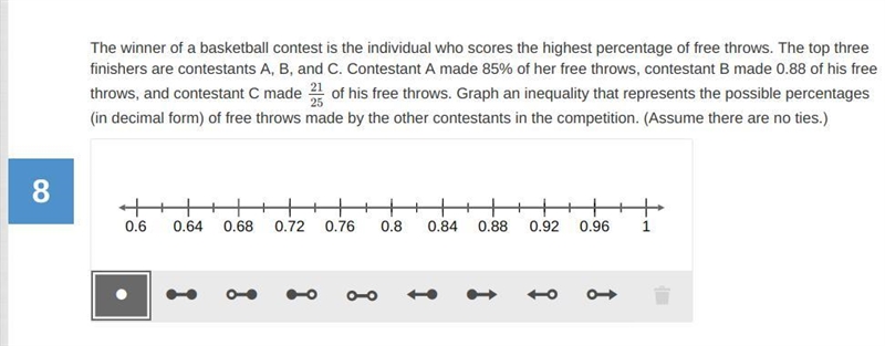 The winner of a basketball contest is the individual who scores the highest percentage-example-1