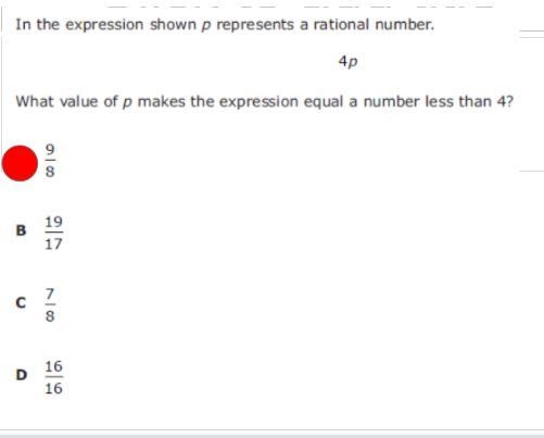 In the expression shown "p" represents a rational number. 4p `what value-example-1