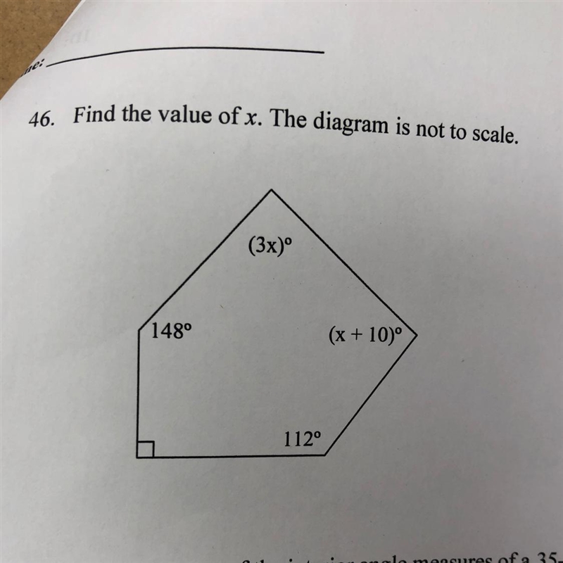 #46 find the value of x! Please help !!-example-1