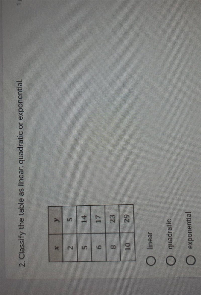 It's exponential, quadratic or linear?​-example-1