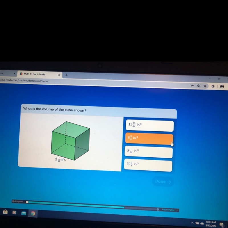 What is the volume of the cube shown?-example-1