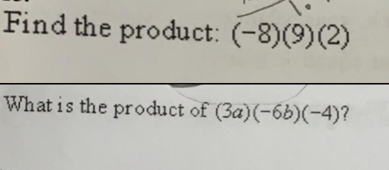 can someone help with these? im pretty sure the answer to the 2nd on is -72, but i-example-1