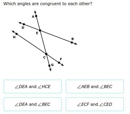 Which angles are congruent to each other?-example-1