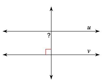 If line u and line v are parallel, what is the missing angle and how do you know-example-1