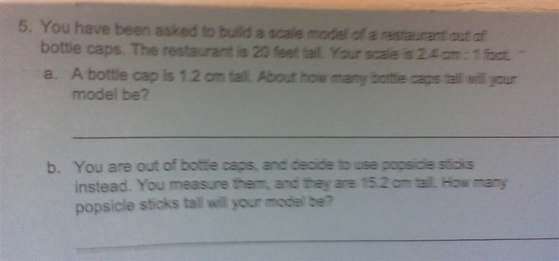 you have been asked to build a scale model of a restaurant out of bottle caps. The-example-1