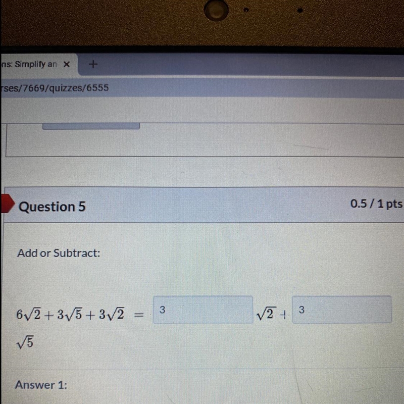 Please help?? Algebra 1 adding and subtracting radicals!!-example-1