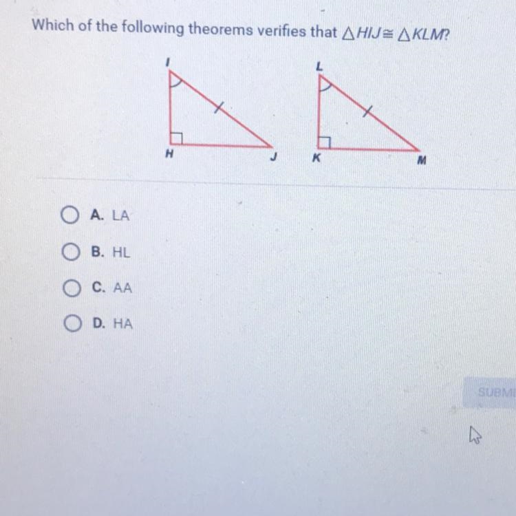 Which of the following theorems verifies that HIJ= KLM?-example-1