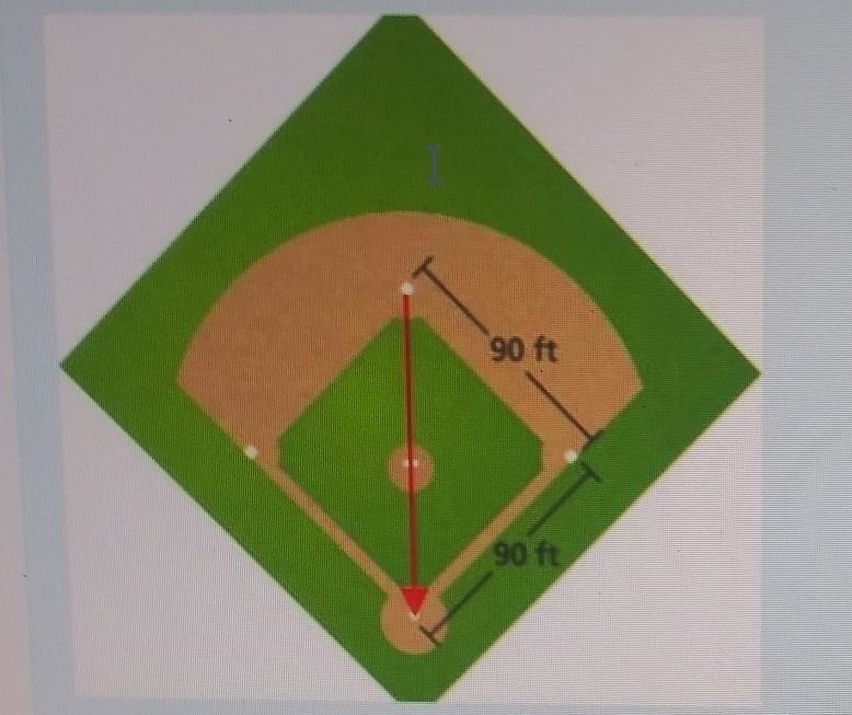 A baseball player throws a ball from second base to home plate. How far does the player-example-1