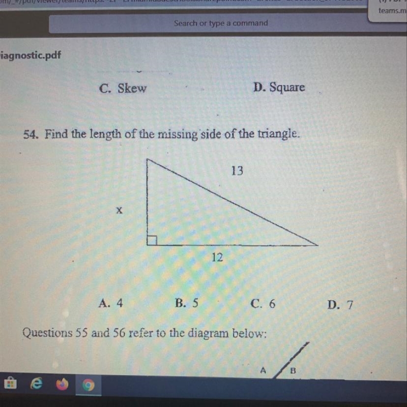 Find the length of the the missing triangle side-example-1