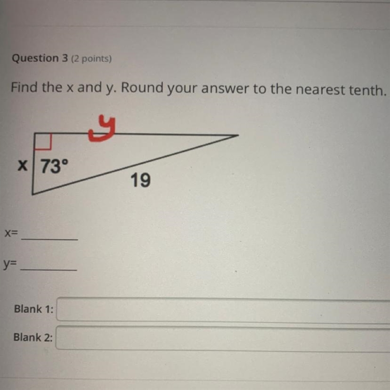 HELP PLEASE. Find x & y round answer to the nearest tenth!-example-1