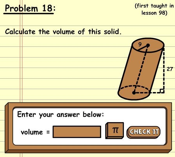 Calculate the volume of this solid-example-1