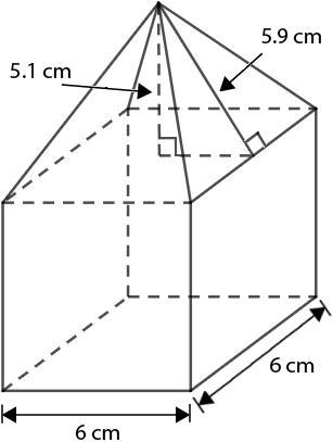 The diagram belows shows a pyramid glued to the top of a cube. Given that the slant-example-1