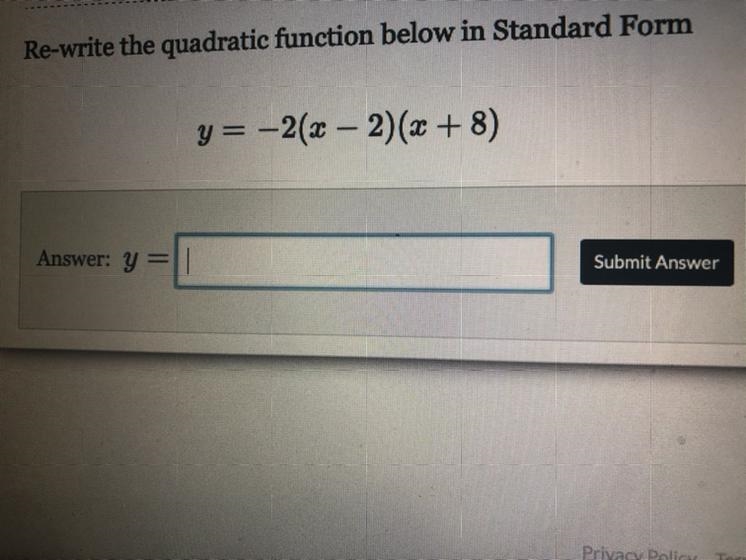 Can anyone rewrite the quadratic function in standard form?-example-1