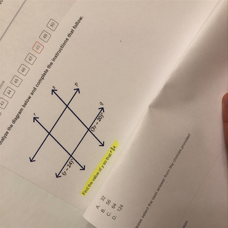 Find the value of Y so that r||s.-example-1