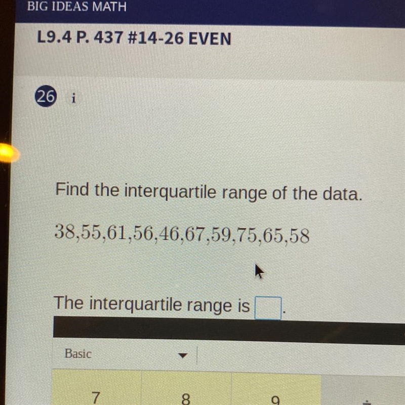 What is the interquartile range of the data :38,55,61,56,46,67,59,75,75,58-example-1