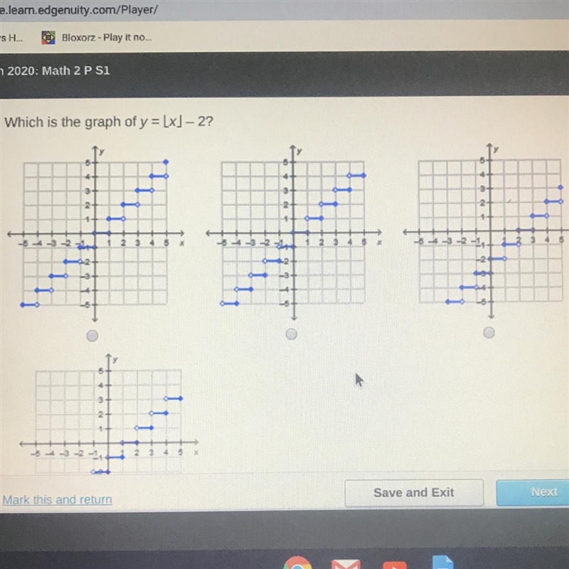 Which is the graph of y = [x] - 2?-example-1