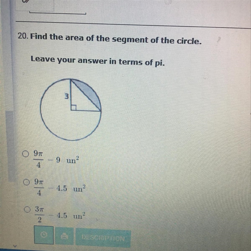 Find the area of the segment of the circle.-example-1