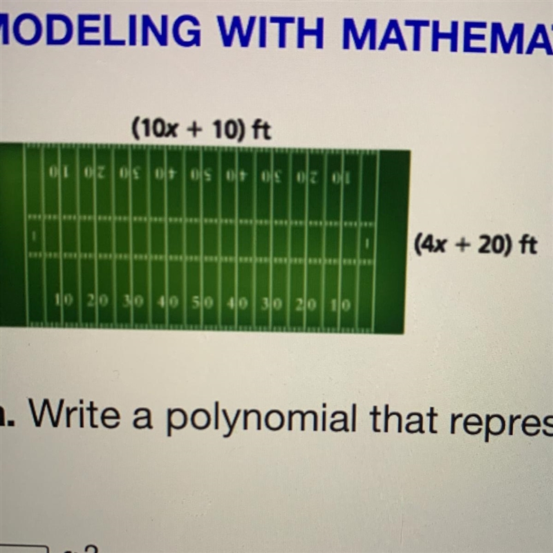 Write a polynomial that represents the area of the football field. Write your answer-example-1