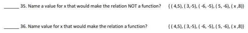 Name the value of x that would make the relation ...-example-1