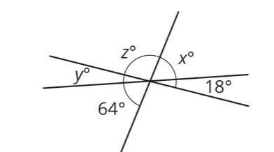 Find the value of ​x​, ​y​, and ​z​ in the image below.-example-1