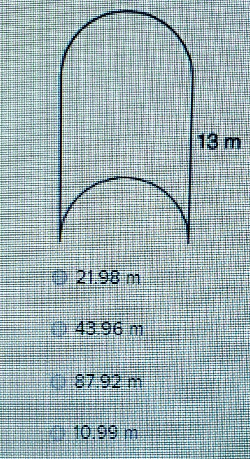 if the radius of one of the semi-circles is 7 meters what is the circumference of-example-1