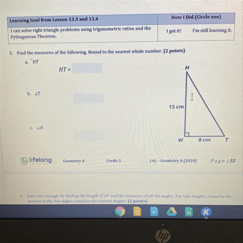 5. Find the measures of the following. Round to the nearest whole number-example-1