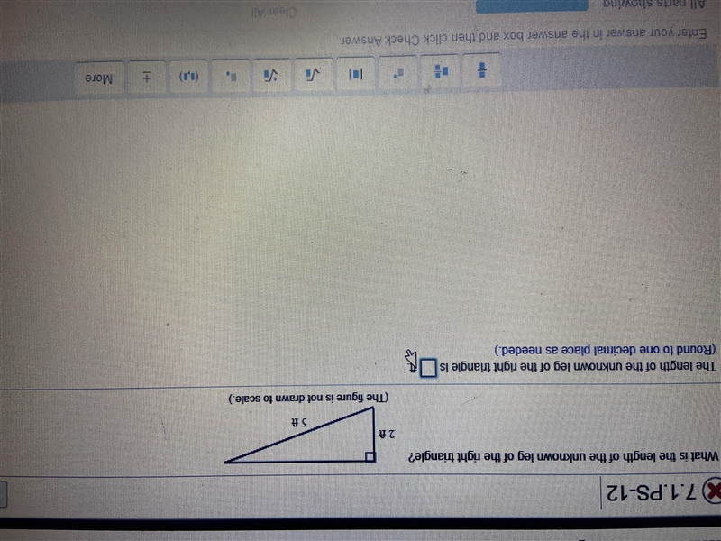 What is the length of the right triangle-example-1