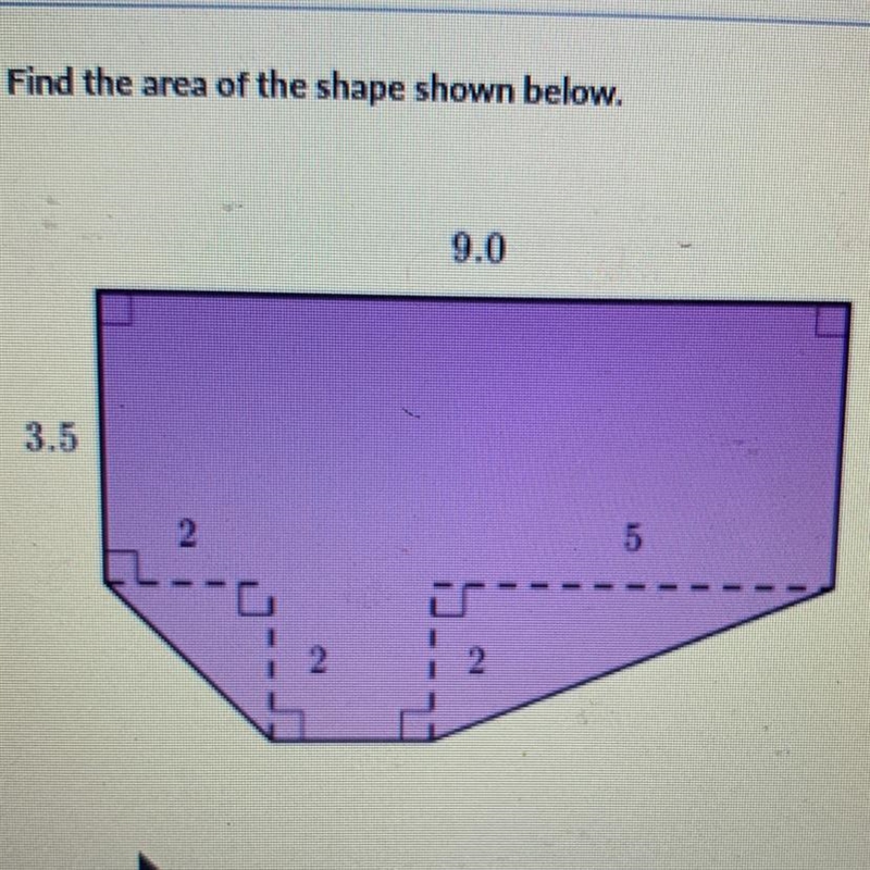 Find the area of the shape shown below-example-1