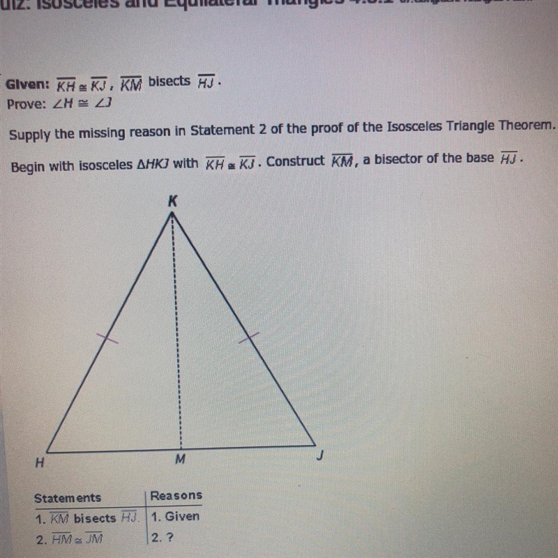 Help please ! A: Reflexive Property of Congruence B:Definition of segment bisector-example-1