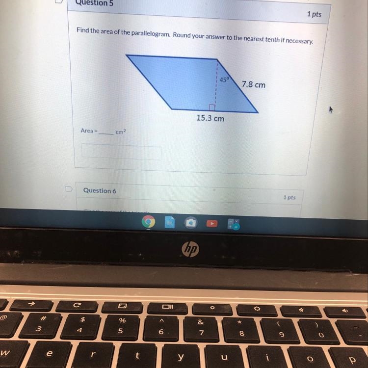 Find the area of the parallelogram, round to nearest tenth if necessary-example-1