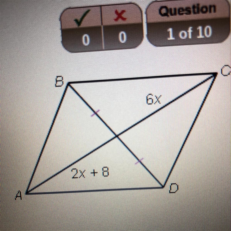 Find the value of x for which ABCD must a parallelogram.-example-1