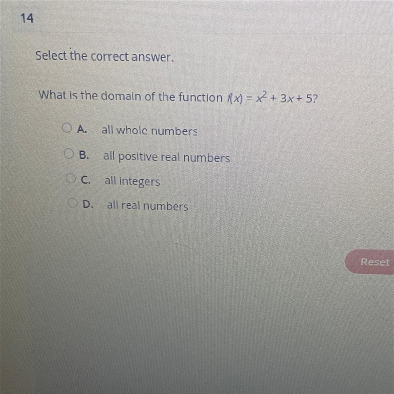 What is the domain of the function f(x)=x^2+3+5?-example-1