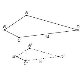 Pre-image ABCD was dilated to produce image A'B'C'D'. What is the scale factor from-example-1