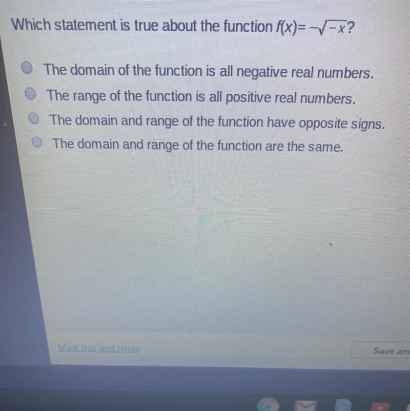 Which statement is true about the function f(x)= - square root -x-example-1