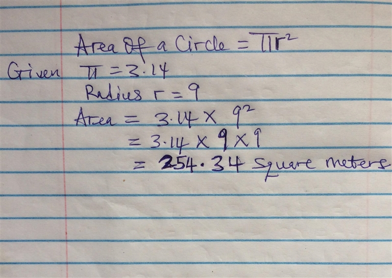 What is the area of a circle with a radius equal to 9 meters? A x 25.8 square meters-example-1