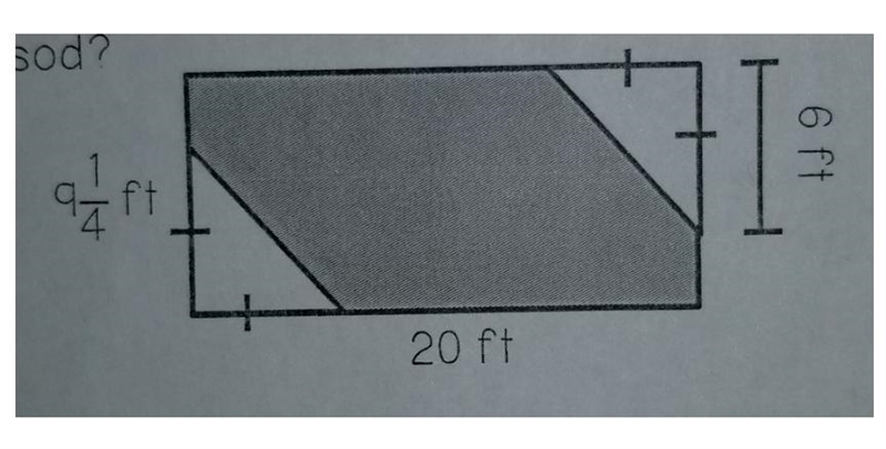 A garden is sodded in the shaded portion below. How many square feet were covered-example-1