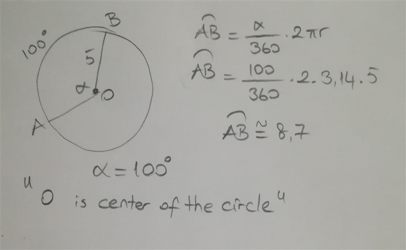 Find the length of arcAB. *-example-1