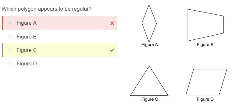 Which polygon appears to be regular Figure A Figure B Figure C Figure D-example-1