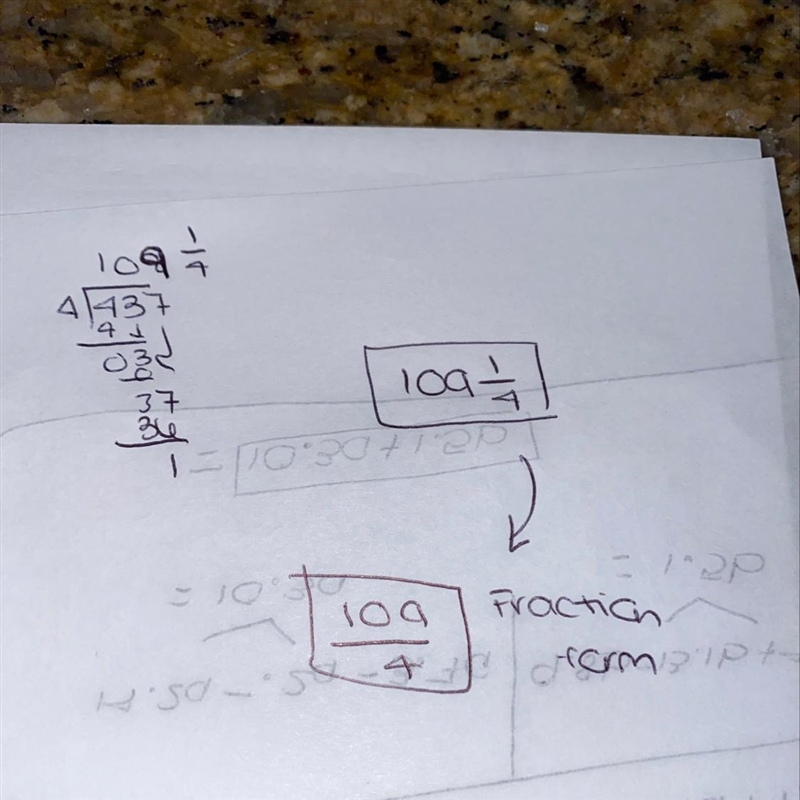 How many times does 4 go into 437 in fraction form-example-1