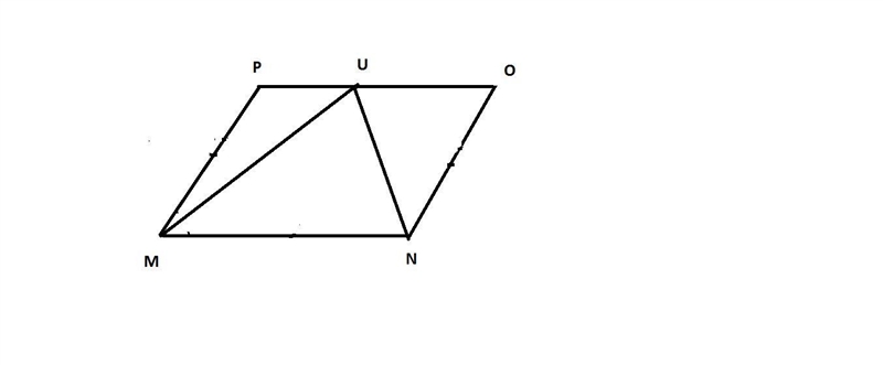 MNOP is a parallelogram. U is any point on side OP. Show that ar( MUN)= ar ( Δ △ PUM-example-1