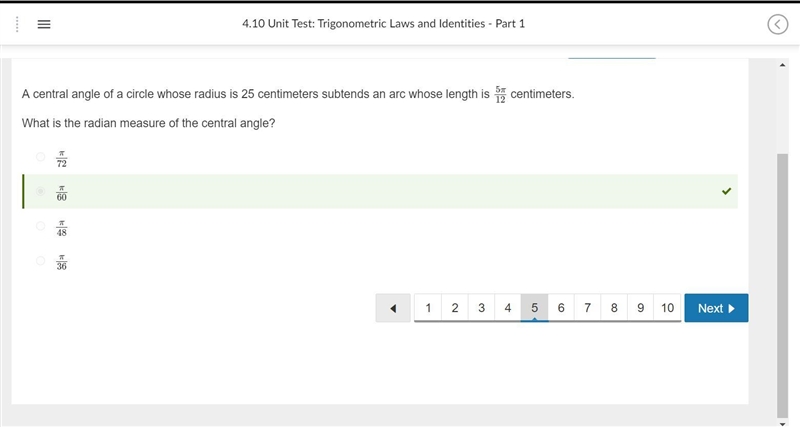 A central angle of a circle whose radius is 25 centimeters subtends an arc whose length-example-1