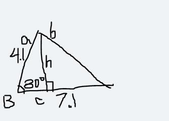 If B=80°, a=4.1, c=7.1, find the area of the triangle.​-example-1