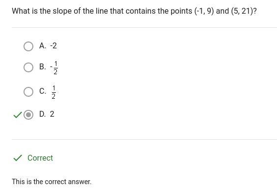 What is the slope of the line that contains the points (-1,9) and (5,21)-example-1