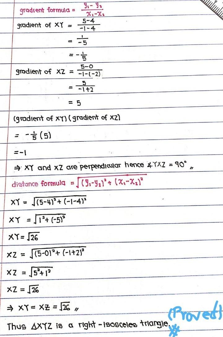 Geometry help! Please prove the following is a right- isosceles triangle, show all-example-1