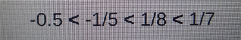 Order from least to greatest. -1/5,1/7,-0.5,1/8-example-1