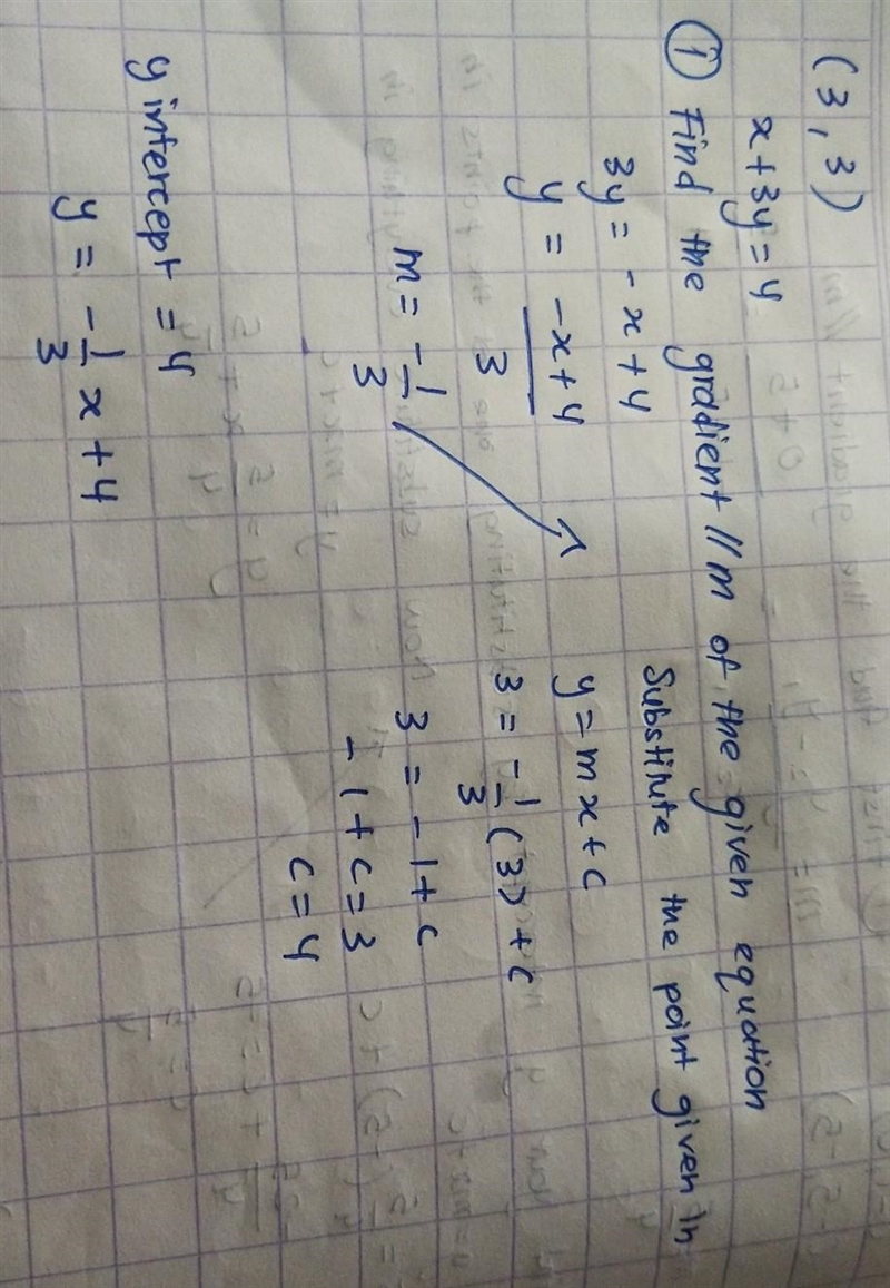 Which is the equation in slope-intercept form for the line that passes through (3, 3) and-example-1